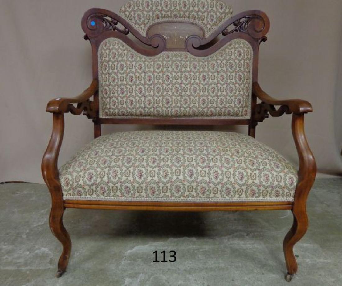 ANTIQUE WALNUT VICTORIAN SETTEE (1 of 2)