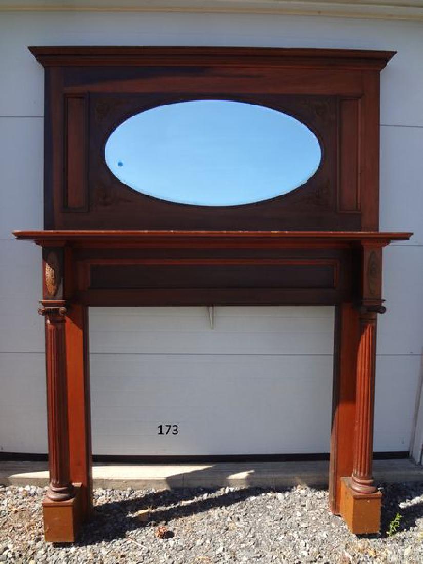 ANTIQUE WOODEN FIREPLACE MANTLE, (1 of 1)