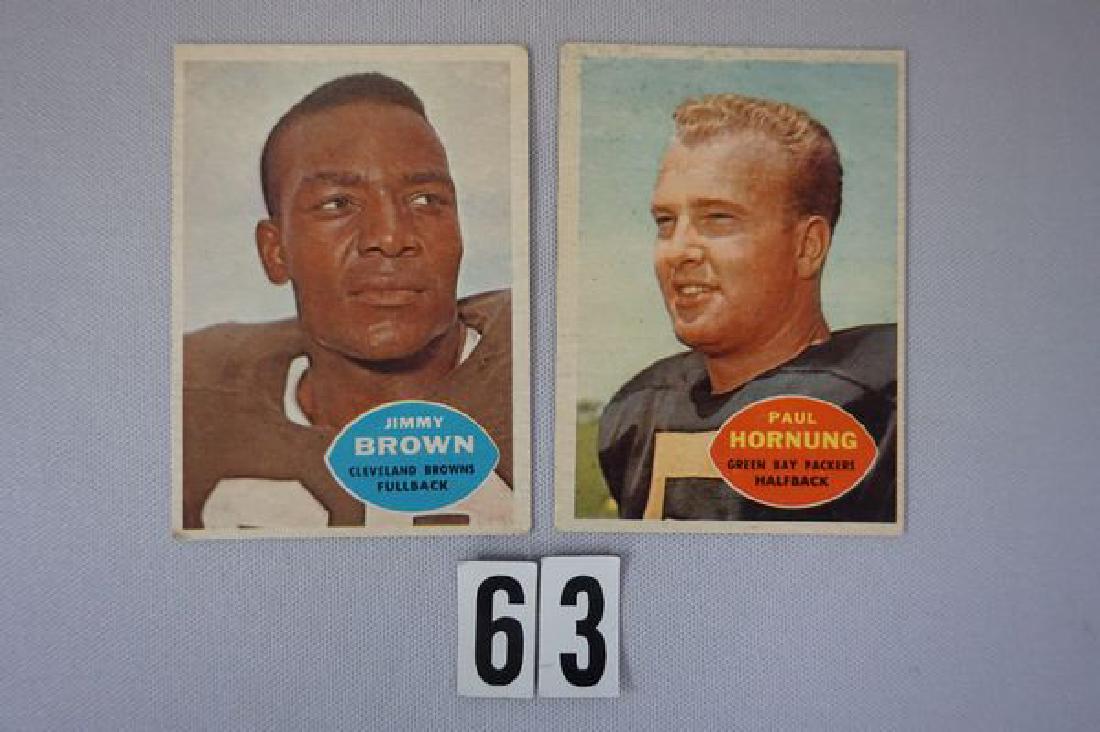 1960 TOPPS #23 JIMMY BROWN - VG/EX: & #54 PAUL HORNUNG - VG/EX
