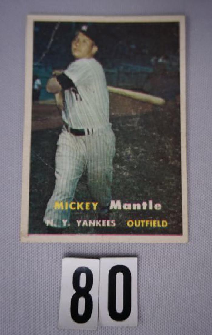 1957 TOPPS #95 MICKEY MANTLE, (1 of 2)