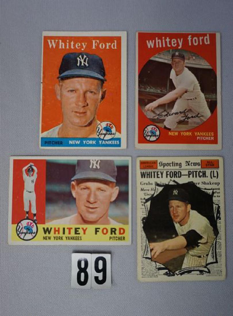 (4) WHITEY FORD BASEBALL CARDS:: 1958, '59, '60 & '61 TOPPS #320, 430, 35 & 586 - VG/EX (#586 IS GOOD)