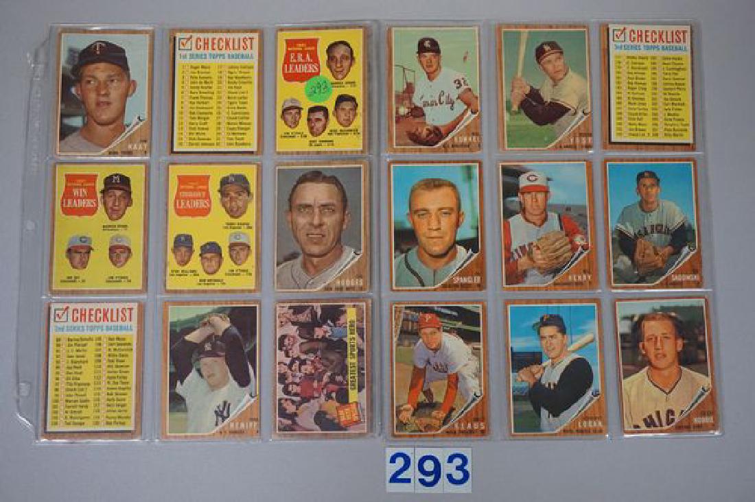 (18 DIFF.) 1962 TOPPS BASEBALL CARDS (1 of 2)
