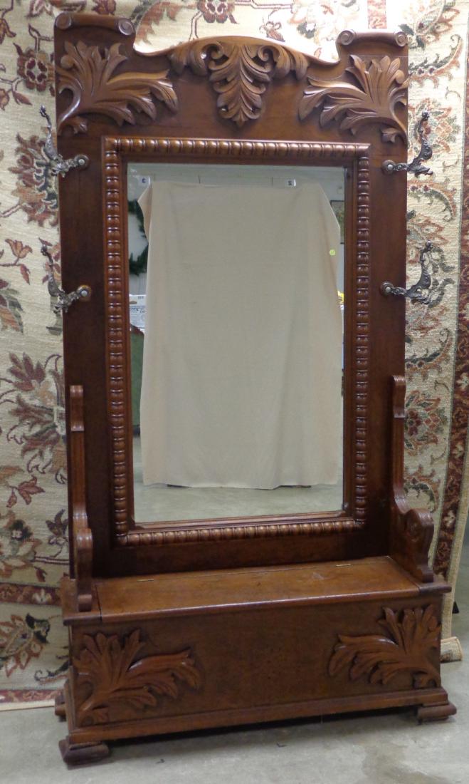 HUGE ANTIQUE WALNUT HALL RACK (1 of 1)