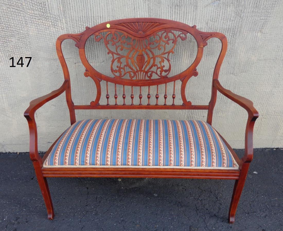 VICTORIAN SETTEE WITH MAHOGANY (1 of 1)