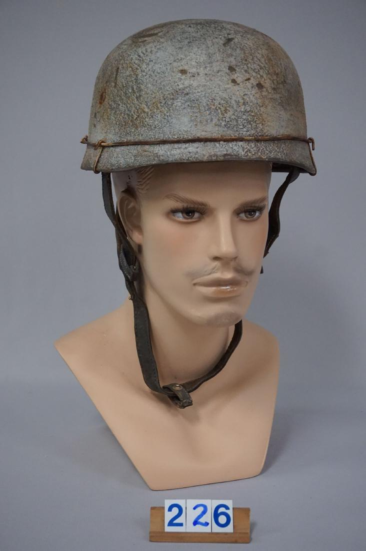 GERMAN PARATROOPER'S HELMET,: LATE WAR WITH HEAVY WEAR, PAINT LOSS, ETC. - FAIR
