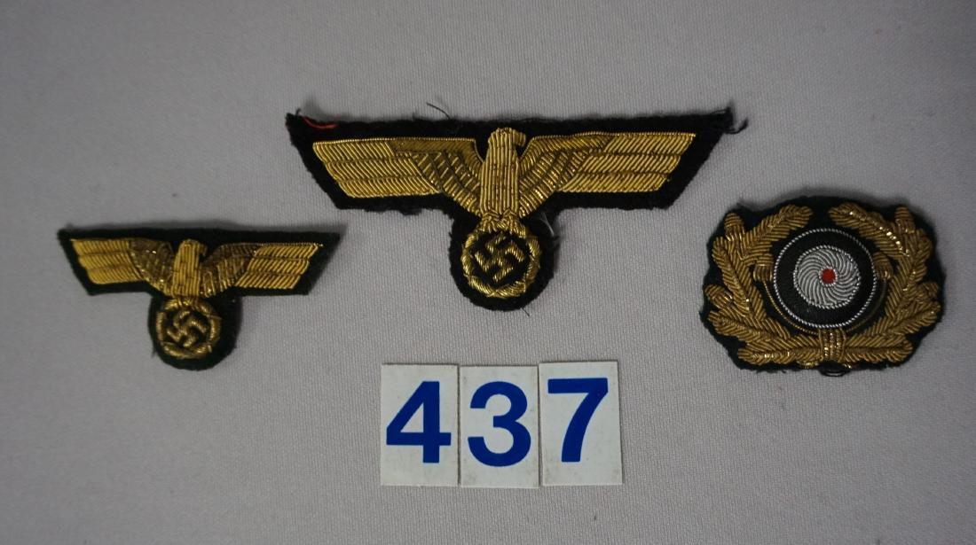 (3 PCS) GERMAN GENERAL'S BULLION INSIGNIAS, (1 of 2)
