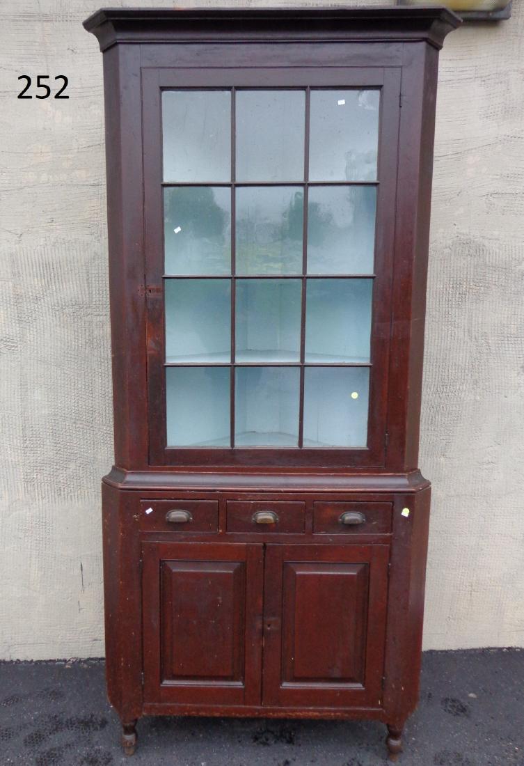 (2 PIECE) ANTIQUE CORNER CUPBOARD (1 of 1)