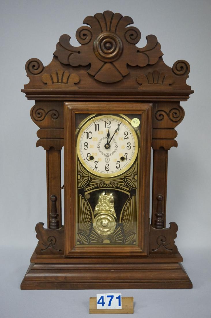 SHELF CLOCK WITH GINGERBREAD CASE, (1 of 4)