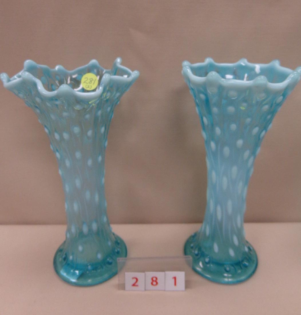 (2) CARNIVAL GLASS VASES: (1 of 1)