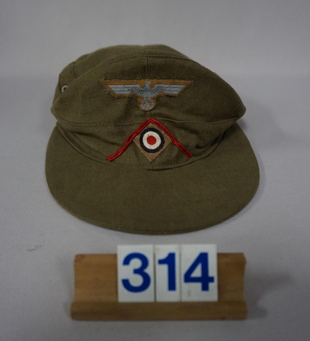 AFRICA KORPS M43 CARL HALFAR HAT,: LARGE SIZE 59, RED WAFFENFARBE - EX./N.MT.