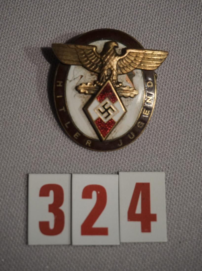 HITLER YOUTH BADGE FOR FOREIGNERS,: SOME DAMAGE TO THE WHITE ENAMELING OF THE BADGE, AS FOUND - FAIR