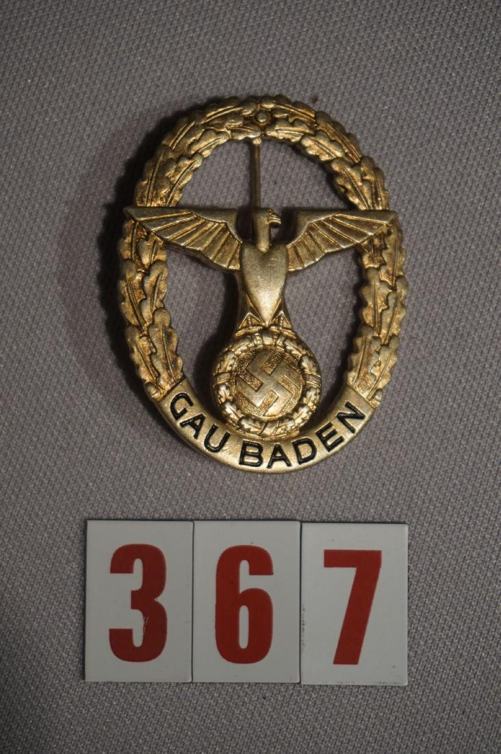 GAU BADEN GAU BADGE: IN GOLD FOR MEN, WITH MAKERS MARK: FR. KELTT KARLSRUHE - GOOD