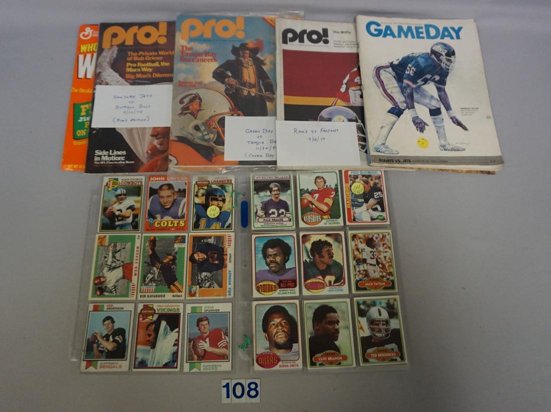 FOOTBALL CARD LOT: GROUP OF (101) 1970'S: & 1980'S CARDS IN SHEETS INCLUDG. (69) ASSTD. STARS & H.O.F.'ERS & (29) PITTSBURG STEELERS PLUS SHEETS OF (9) INCLUDG. (3) TOPPS ALL AMERICAN & (6) H.O.F. QUARTERBACKS - AVG. EX, SOME BETTER, SOME LES