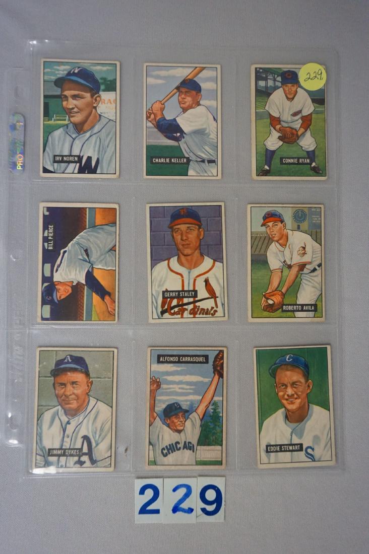 (9 DIFF.) 1951 BOWMAN BASEBALL CARDS: (1 of 2)
