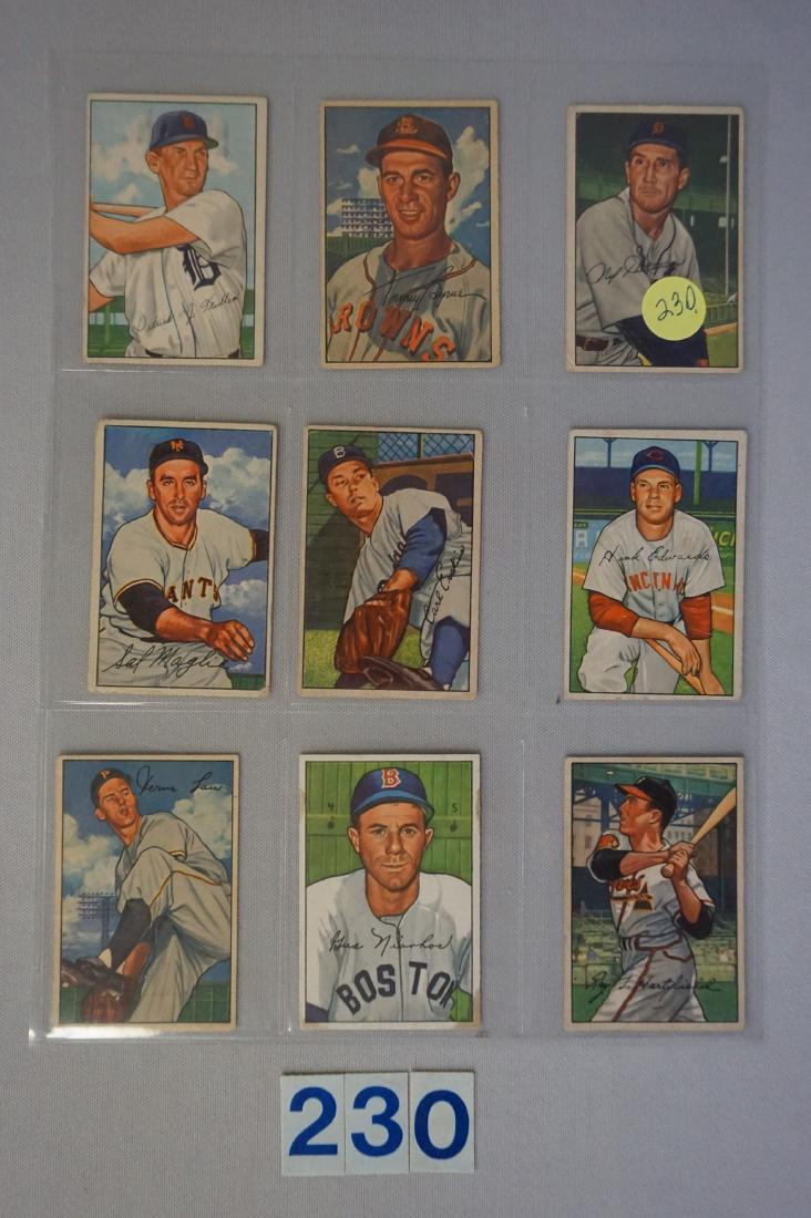 (9 DIFF.) 1952 BOWMAN BASEBALL CARDS: (1 of 2)