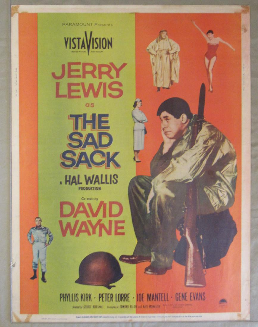 (6) 30 IN. X 40 IN. POSTERS:: THE SAD SACK - 1958, ROOTS OF HEAVEN - 1958, COUNT FIVE & DIE - 1958 (1/2 PAGE OVERLAY), THE MOON IS BLUE - 1953, THE INN OF THE SIXTH HAPPINESS - 1958 & BABY FACE NELSON - 1957 - ALL GOOD