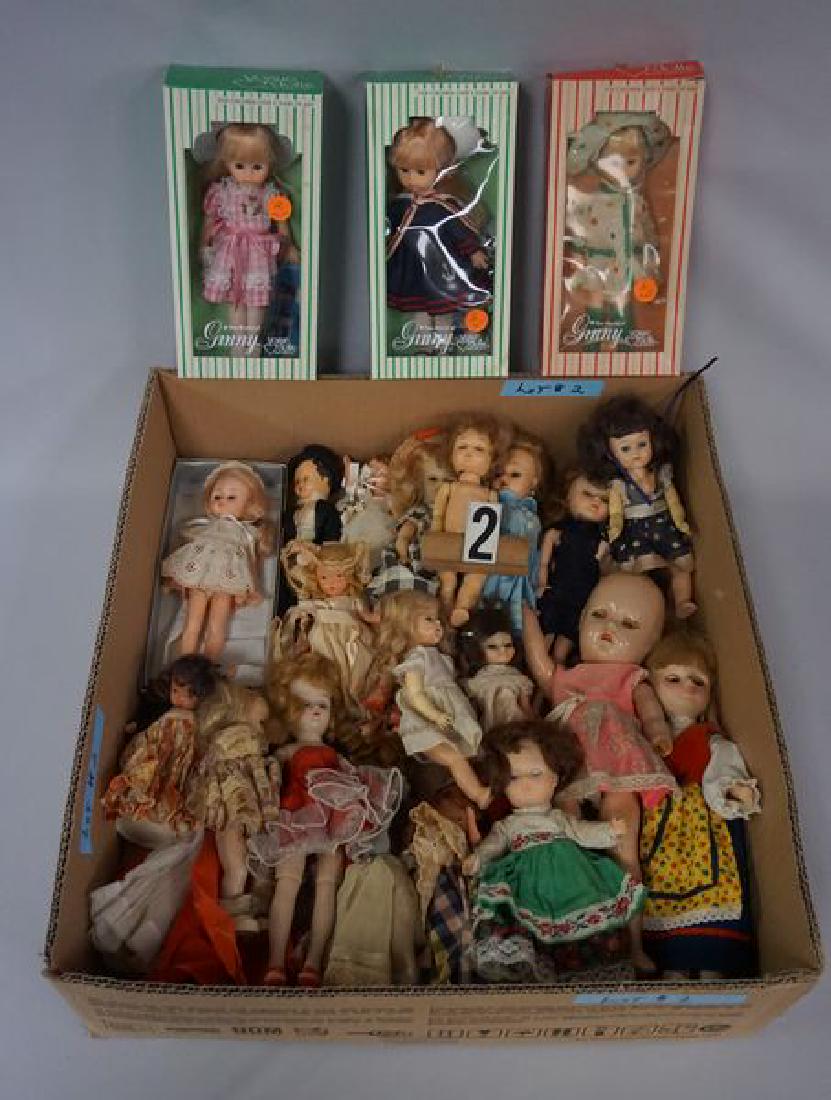 GRAB BOX OF MOSTLY SMALLER DOLLS (1 of 3)