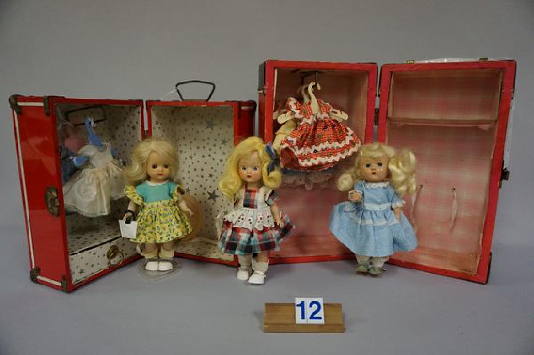 RED DOLL TRUNK WITH (2) STORY BOOK DOLLS (1 of 4)