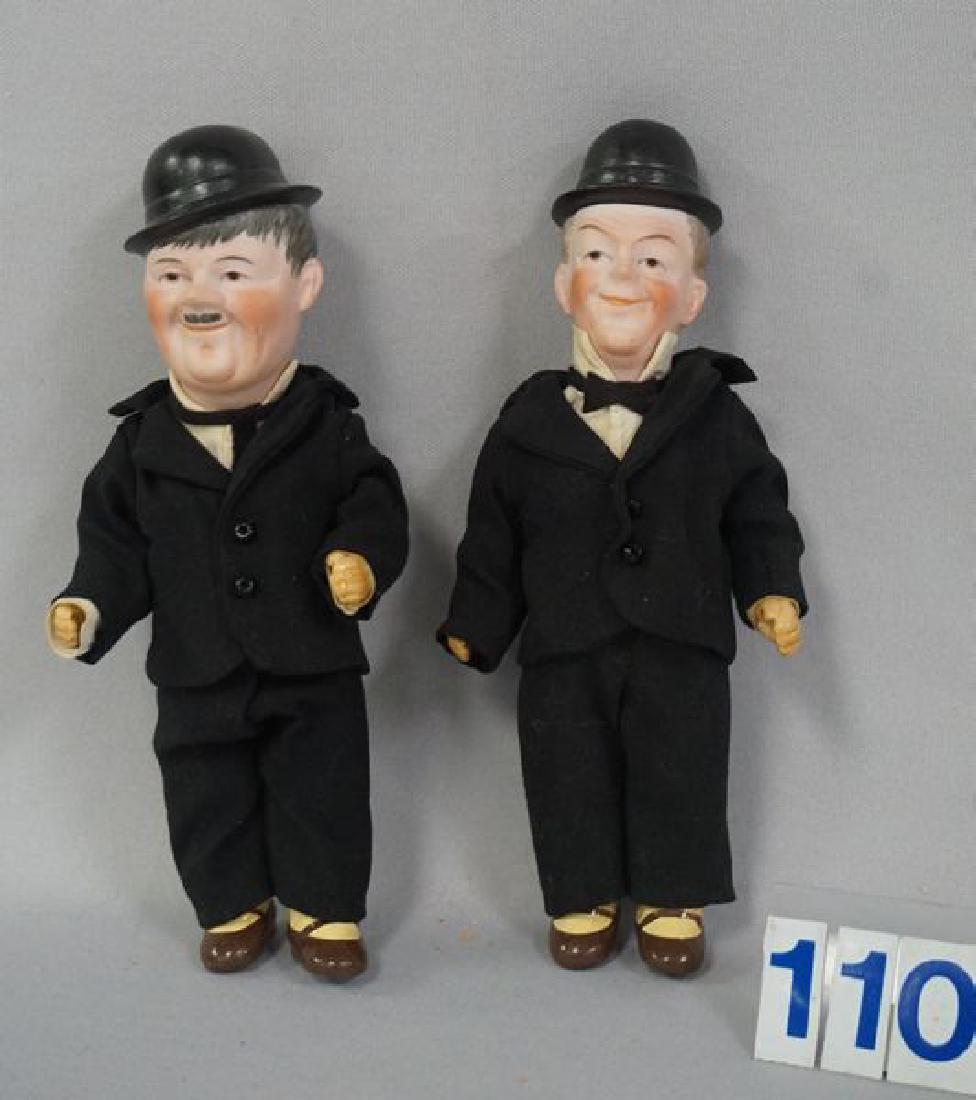 PAIR OF 8 INCH LAUREL & HARDY BISQUE HEAD (1 of 3)