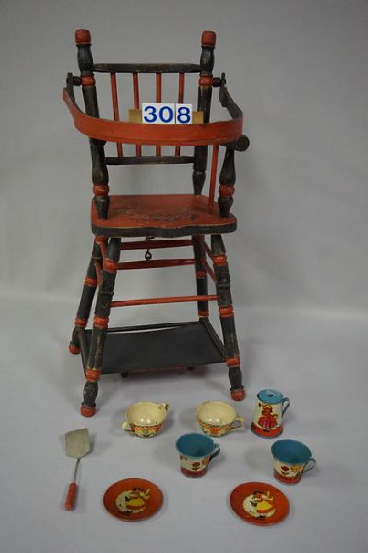 LOT: DOLLS HIGHCHAIR WITH PAINTED FLORAL (1 of 6)