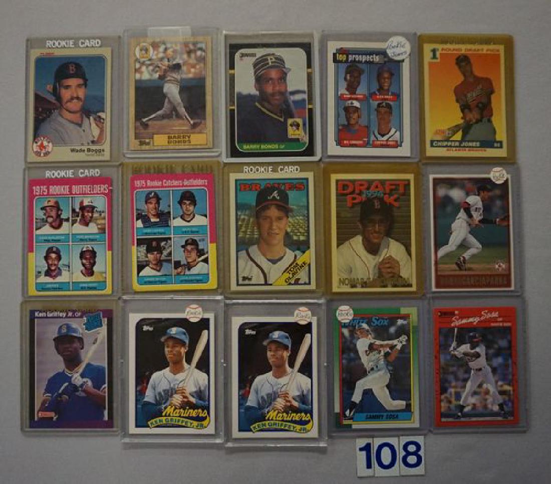 BOX WITH (22) ASSORTED BASEBALL ROOKIE CARDS (1 of 2)