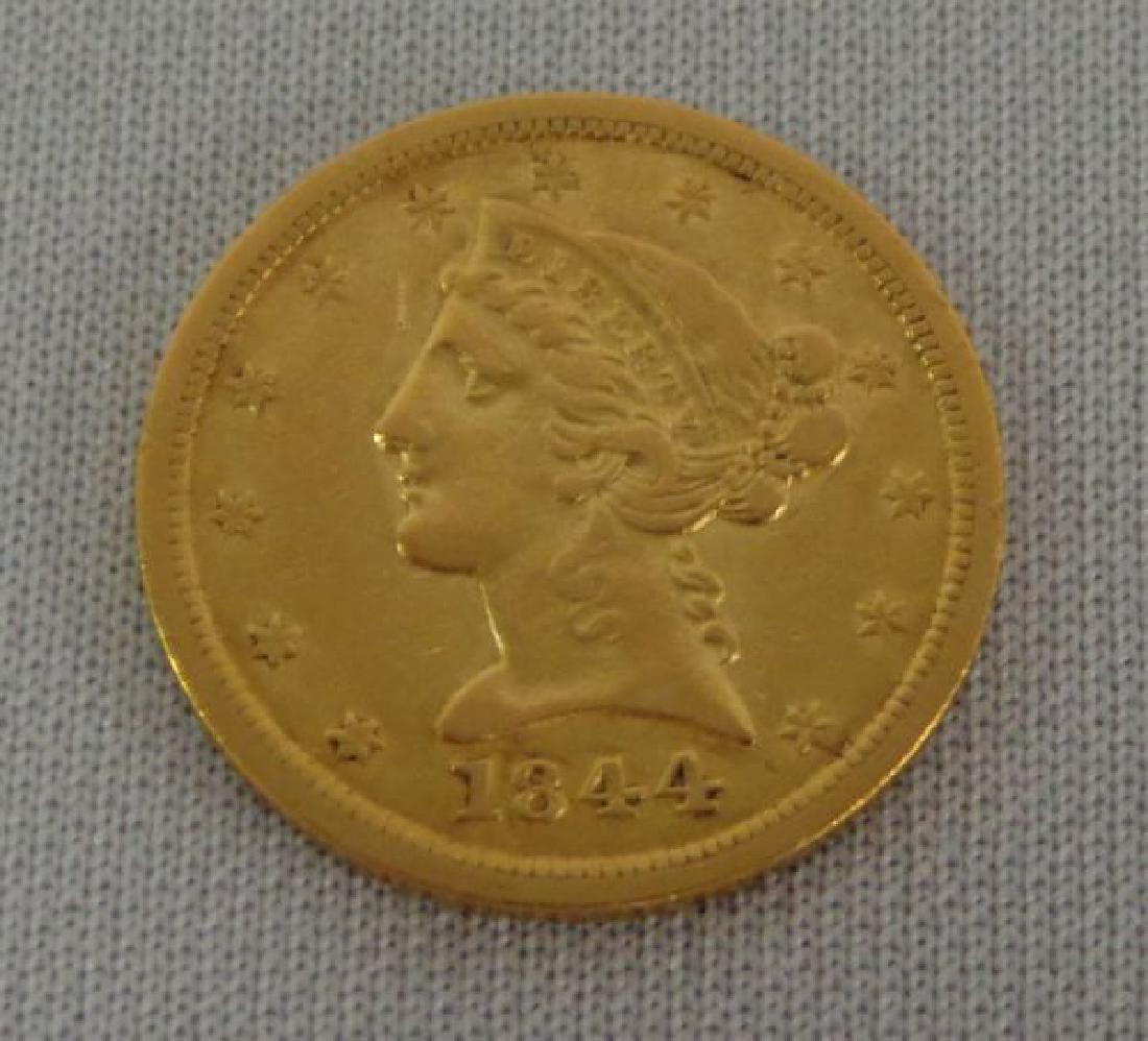 1844-0 CORONET HEAD $5.00 HALF EAGLE (1 of 4)
