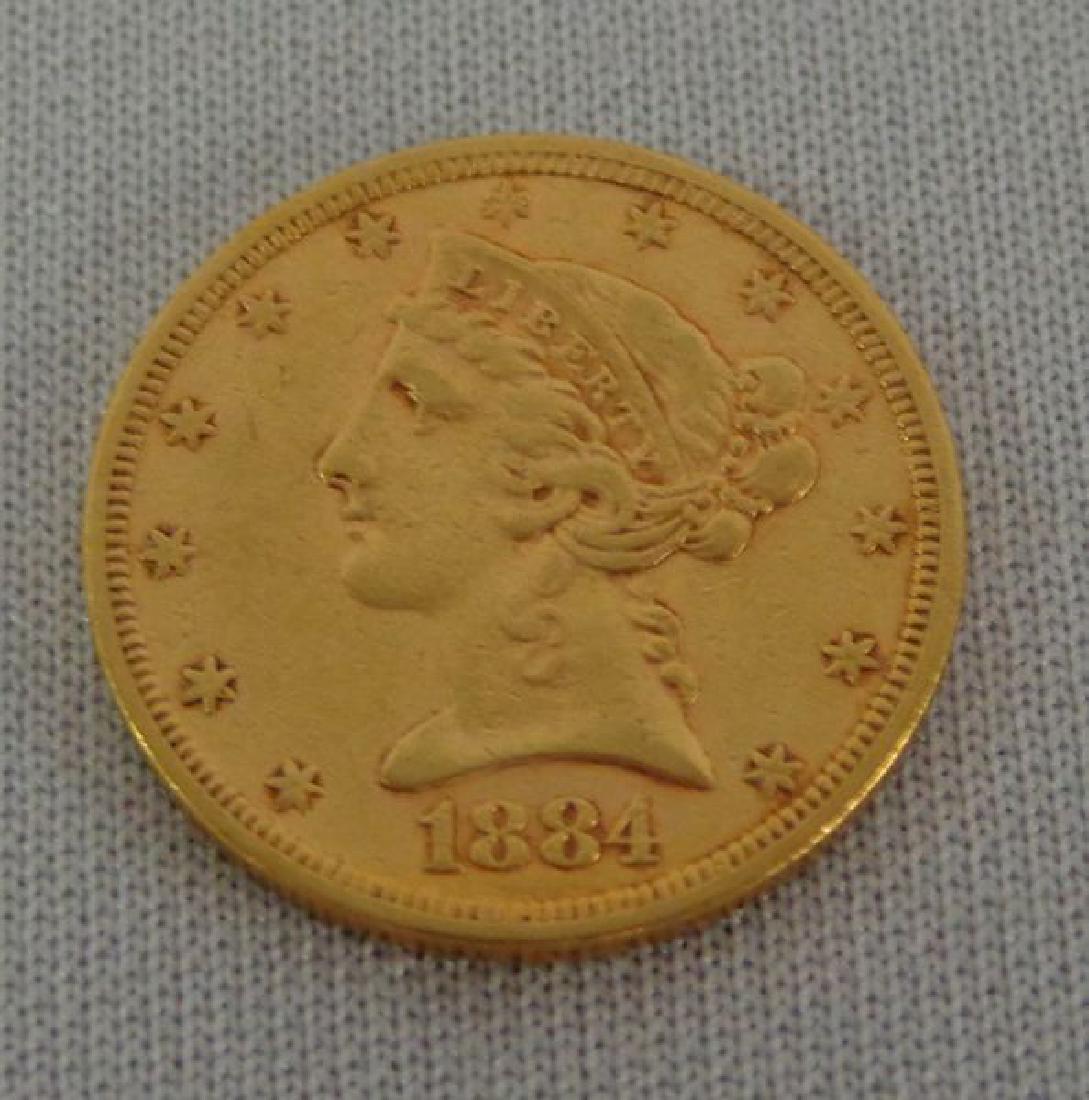 1884-S CORONET HEAD $5.00 HALF EAGLE (1 of 4)