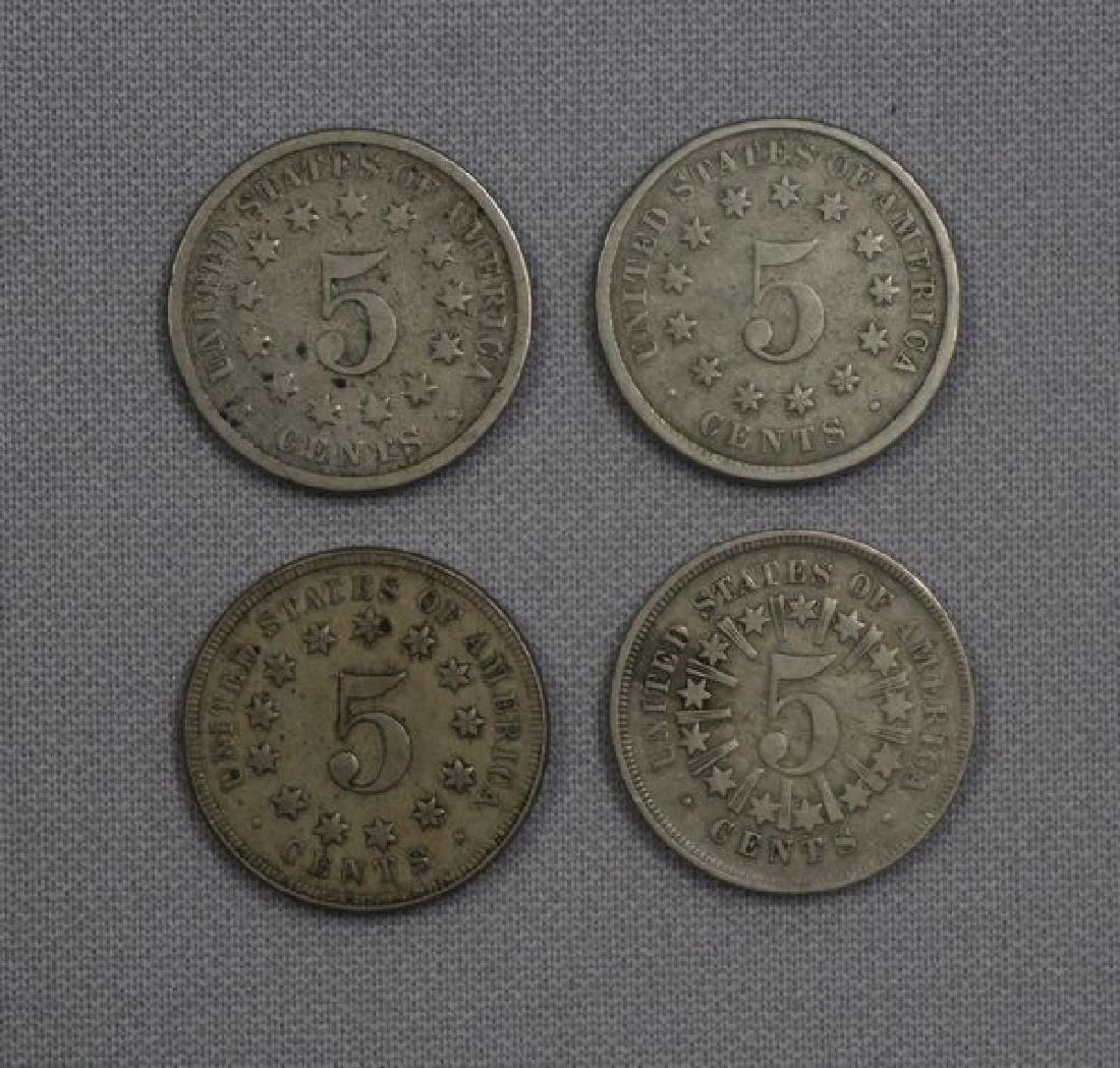 (4) SHIELD NICKELS: 1866 WITH RAYS, (1 of 2)