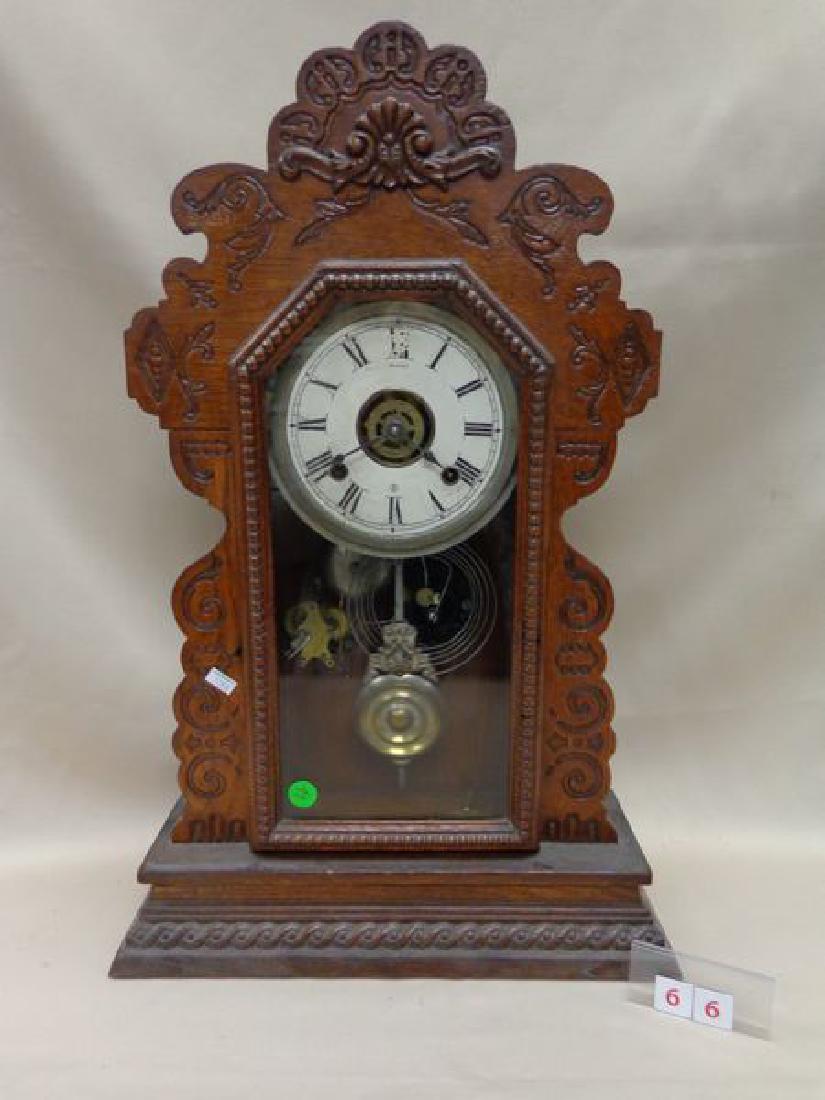 ANSONIA OAK GINGERBREAD CLOCK (1 of 2)