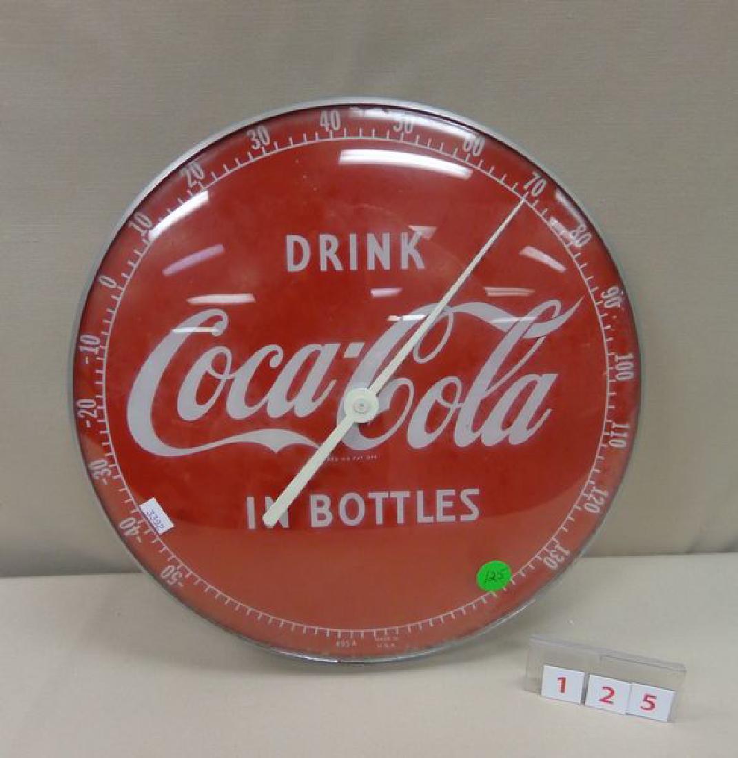 COCA-COLA THERMOMETER: RED & WHITE, MINOR RUST ON REVERSE - VG