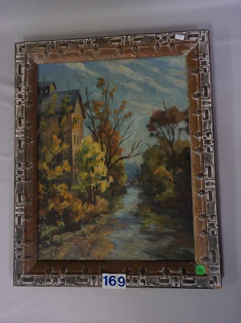 OIL PAINTING ON MASONITE PANEL, STOVER MILL (1 of 6)