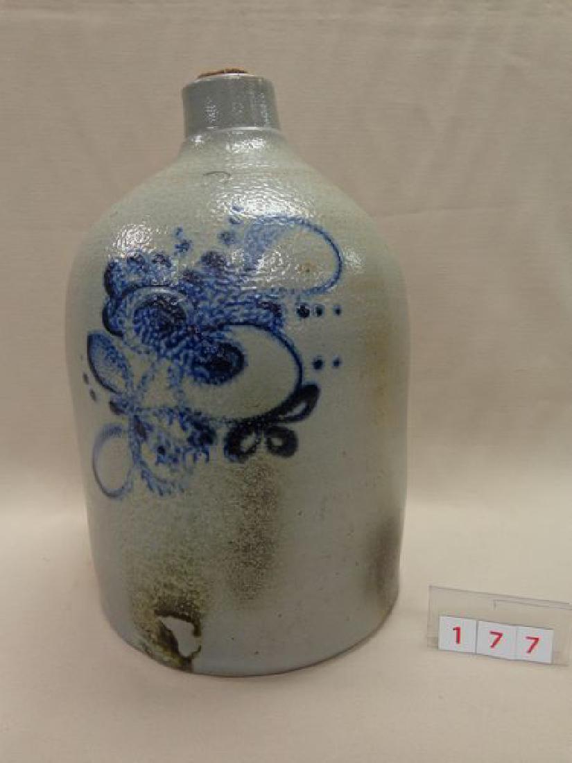 COBALT BLUE FLORAL DECORATED TWO GALLON (1 of 2)