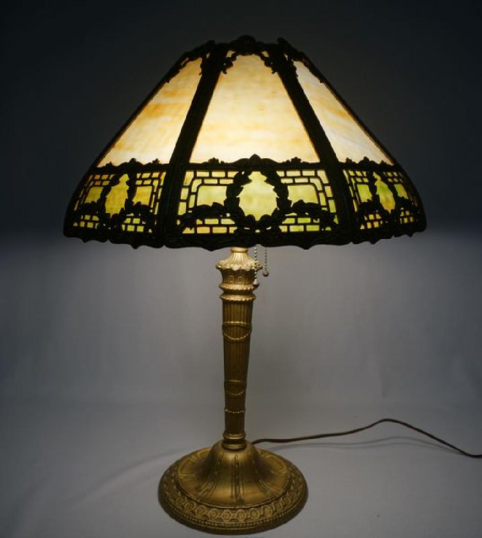 'ESTATE' SLAG GLASS TABLE LAMP (1 of 7)