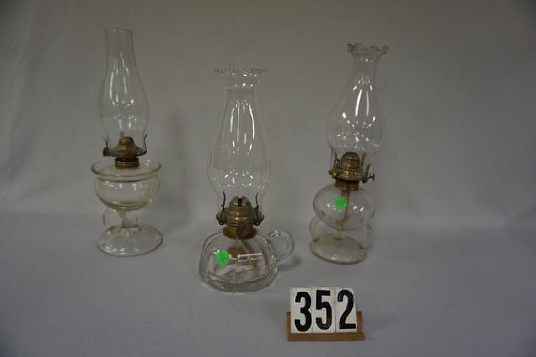 (3 PIECES) FINGER-HELD KEROSENE NIGHT LAMPS: (1 of 2)