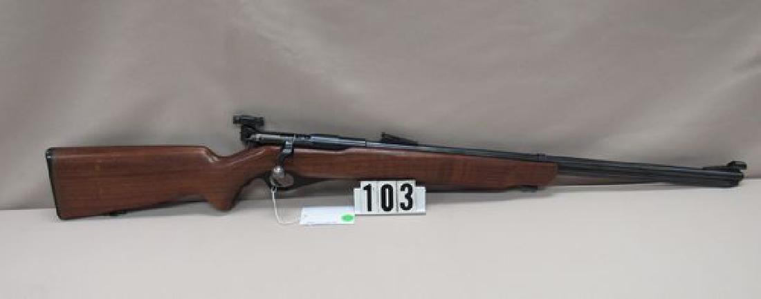 MOSSBERG MODEL-46B, BOLT ACTION 22 CALIBER: TUBE FED RIFLE WITH ORIGINAL PEEP SIGHT, NO SERIAL # - GOOD FFL LINE #596