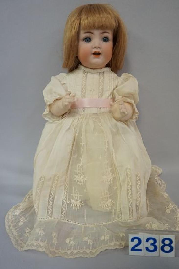 K STAR R SIMON & HALBIG 126 13 INCH BISQUE: SOCKET HEAD BABY WITH CHARACTER FACE, SLEEP EYES, OPEN MOUTH WITH TWO TEETH & TONGUE, NEW WIG, ORIGINAL FIVE-PIECE BENT LIMB COMPO BODY IS VERY NICE, NO DAMAGE OR REPAIRS TO BISQUE OR BODY - VERY GOOD