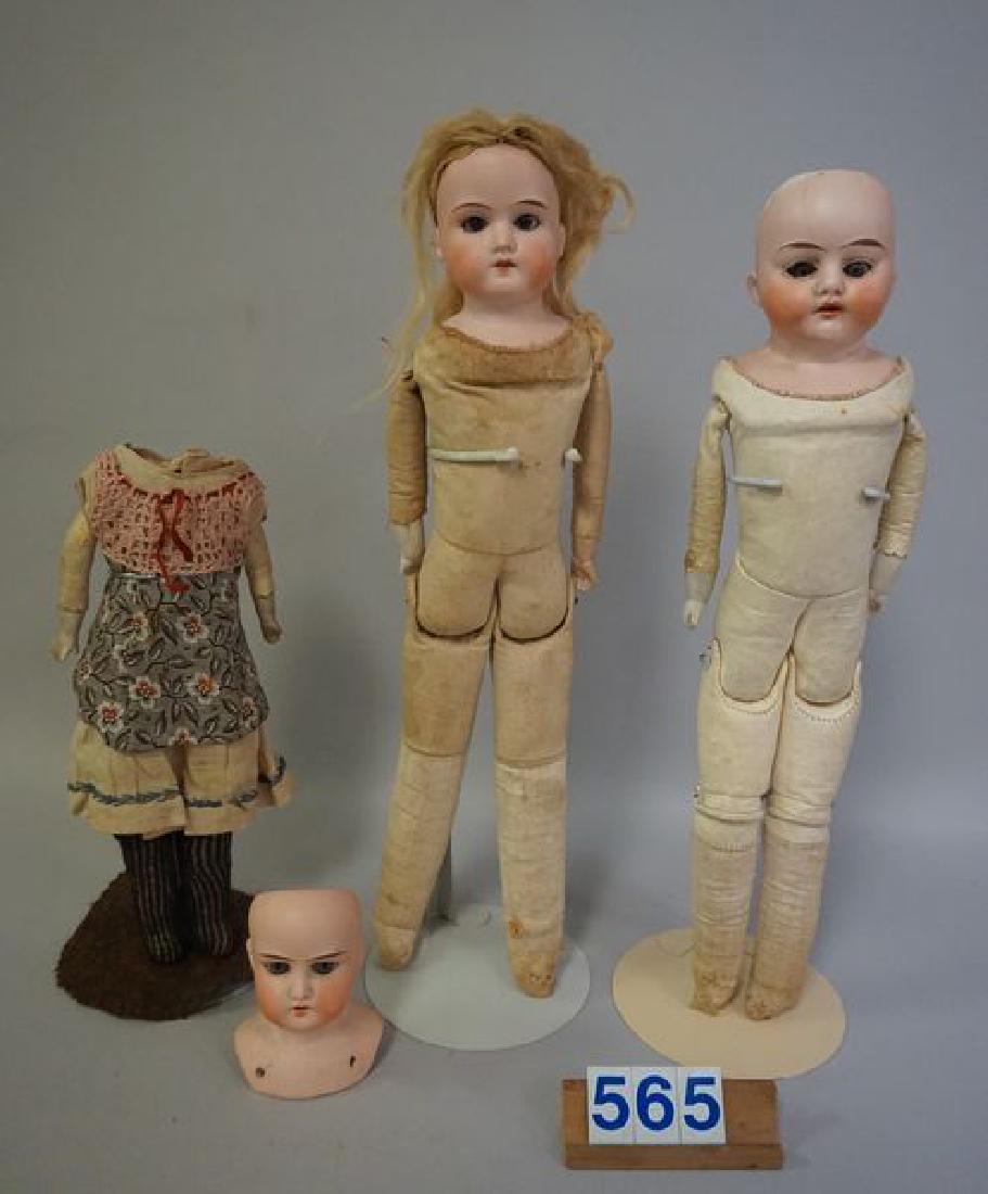 (3) BISQUE HEAD DOLLS WITH KID BODIES: (1 of 6)