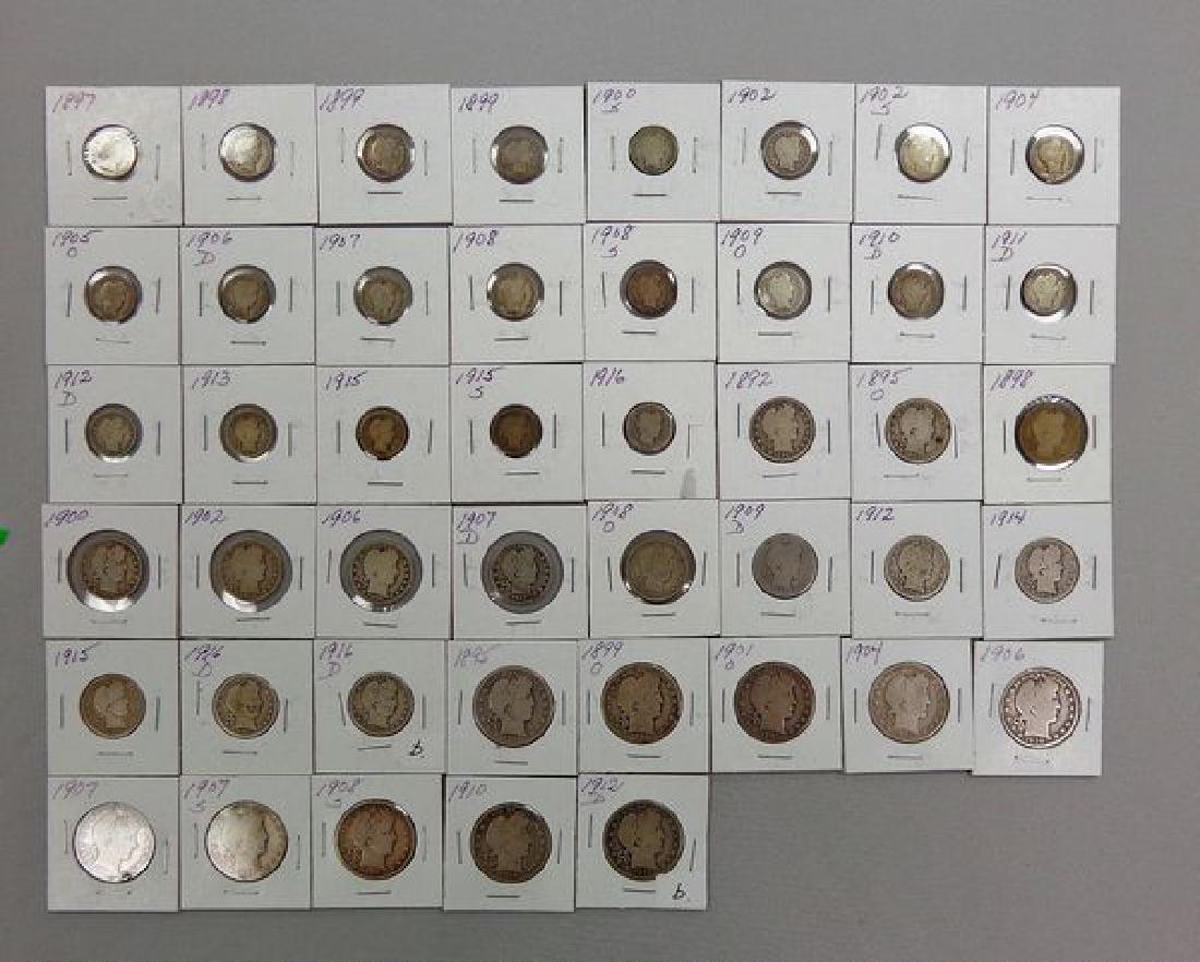 (21) BARBER DIMES, (14) BARBER QUARTERS (1 of 2)
