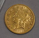 1873-S (OPEN 3) LIBERTY HEAD $20.00 GOLD