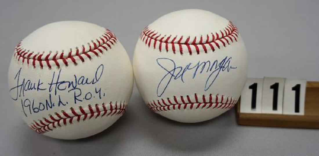 (2) OFFICIAL N.L. ALLEN SELIG AUTOGRAPHED: BASEBALLS: FRANK HOWARD WITH INSCRIPTION 1960 N.L. R.O.Y. & JOE MORGAN - EACH N.MT (EACH WITHOUT C.O.A.)