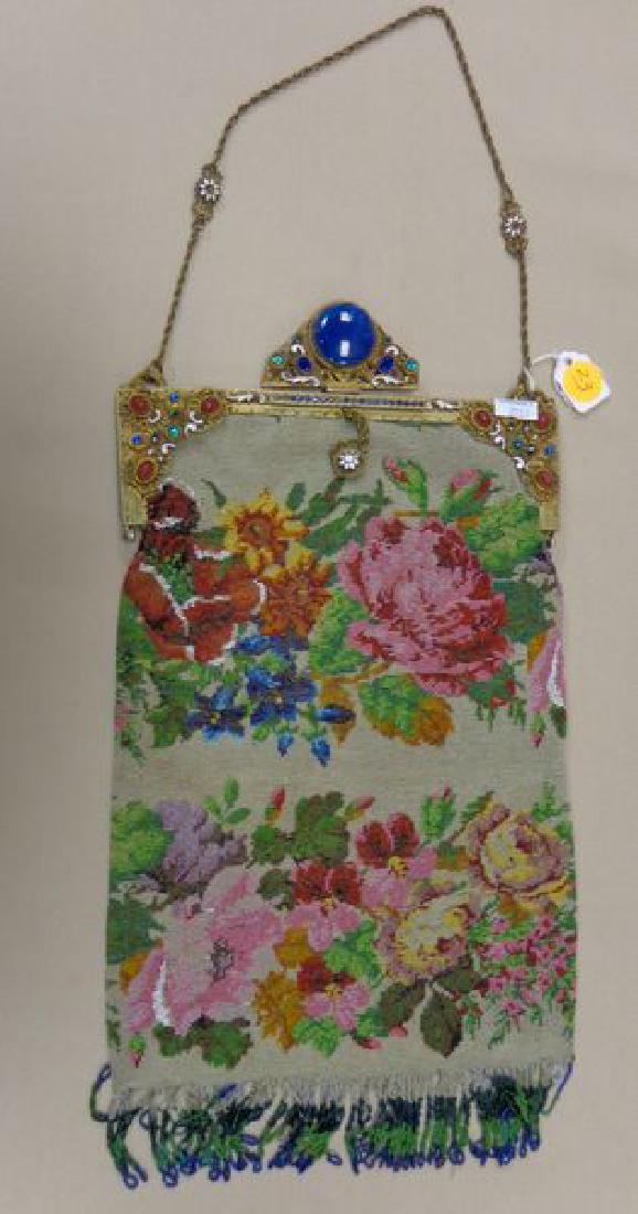 BEAUTIFUL BEADED & JEWELED FLORAL PURSE (1 of 2)
