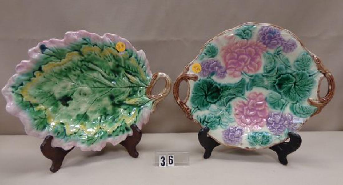 MAJOLICA ETRUSCAN HANDLED LEAF BREAD (1 of 5)