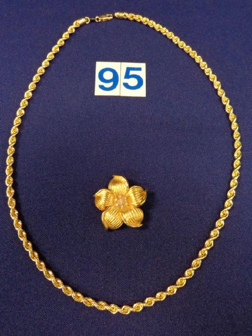 14 KT GOLD 22 INCH LONG WOVEN CHAIN (1 of 2)