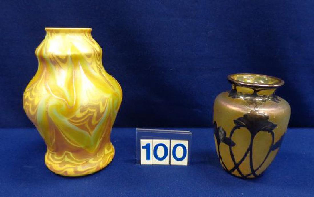 (2) ART GLASS VASES: (1 of 3)