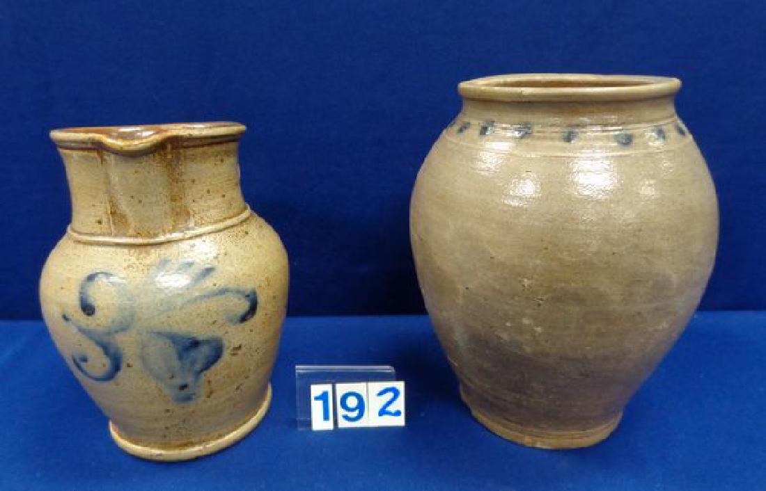 ANTIQUE BLUE DECORATED STONEWARE (1 of 10)