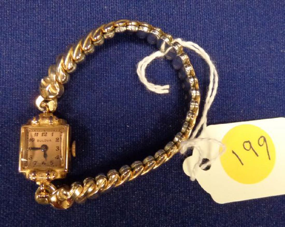 LADIES 14 KT GOLD BULOVA WATCH: GOOD