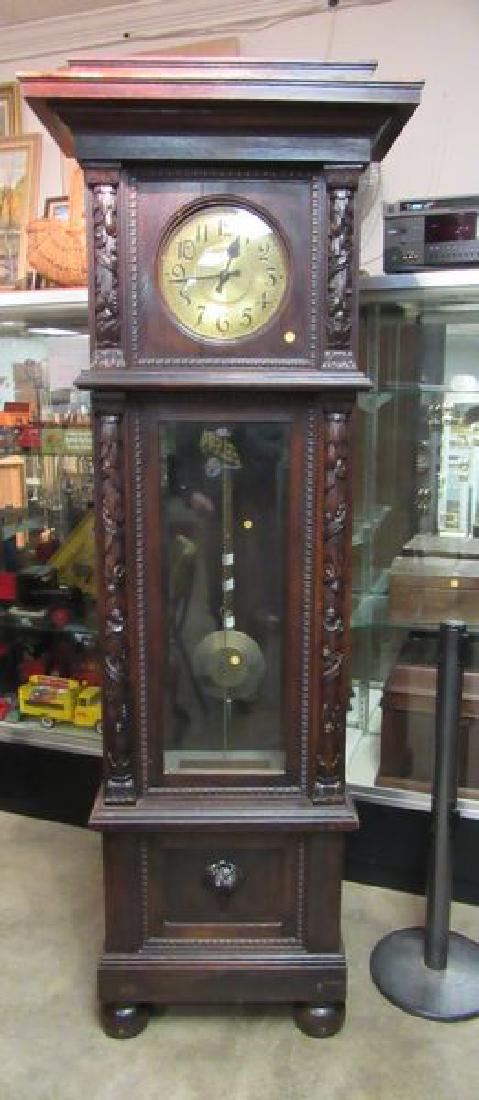 GUSTAV BECKER OAK TALL CASE CLOCK (1 of 1)