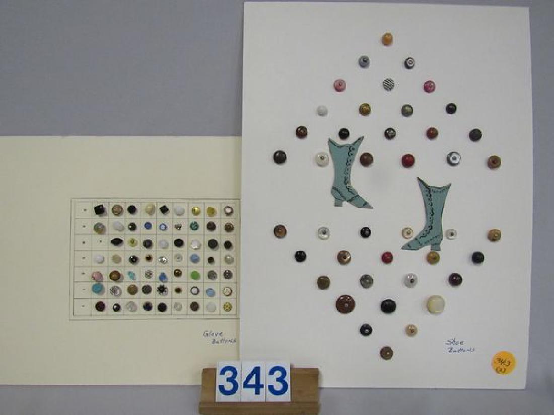 (104) ANTIQUE VINTAGE BUTTONS:: NICE SELECTION OF FINELY DECORATIVE GLOVE & FORMAL SHOES BUTTONS: 1/8 IN. -1/2 IN. - VG