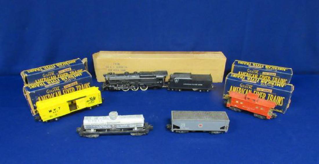 AMERICAN FLYER PRR K-5 FREIGHT SET:: INCLUDES #312 4-6-2 L&T, CARS #625, 630, 632 & 637 & SET BOX - GOOD / VG