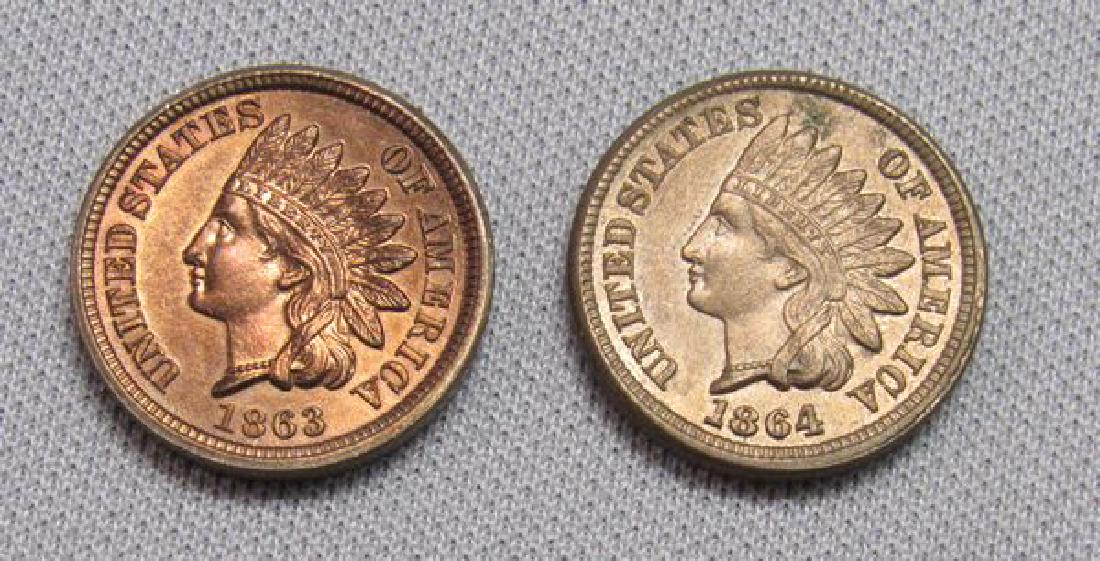 1963 & 1864 INDIAN HEAD CENTS: (1 of 2)